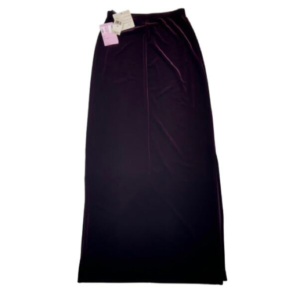 Tadashi Vintage Maxi Skirt Plum Velvet Side Slits Dressy Formal USA Medium NEW - Picture 12 of 12